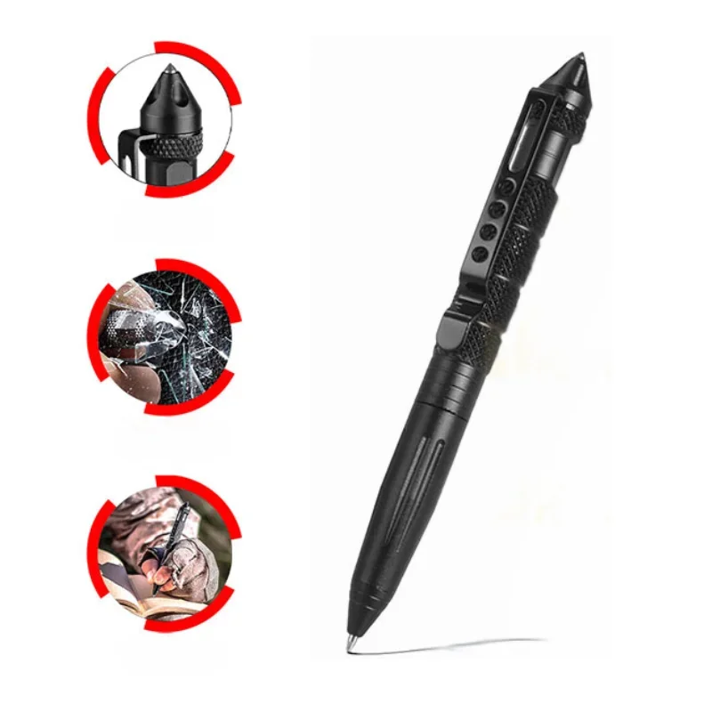 Pen Tactical Glass - Caneta Tática Multifuncional para Autodefesa, Emergência