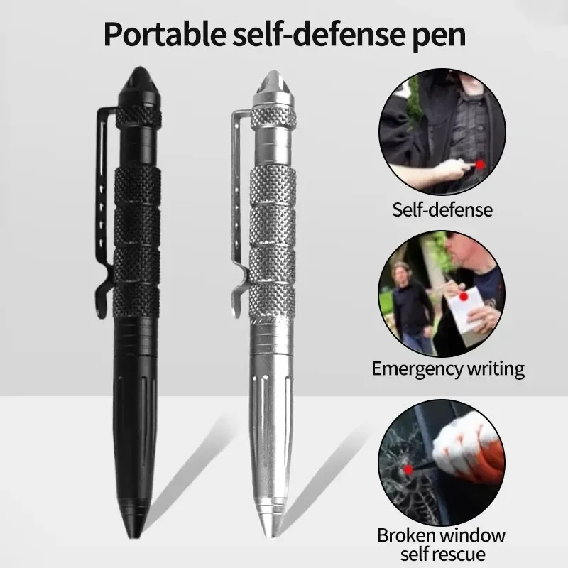 Pen Tactical Glass - Caneta Tática Multifuncional Quebra-vidro de Aço
