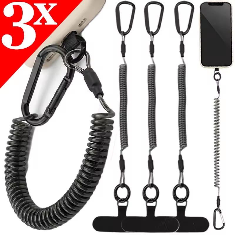 Carabiner Keychain - Corda Anti-Perda Flexível para Celular, Corda