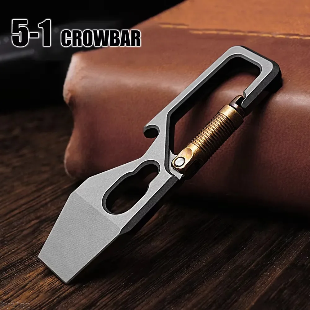 Titanium Pry Bar - 6cm 5-1 multi-função chaveiro barra de