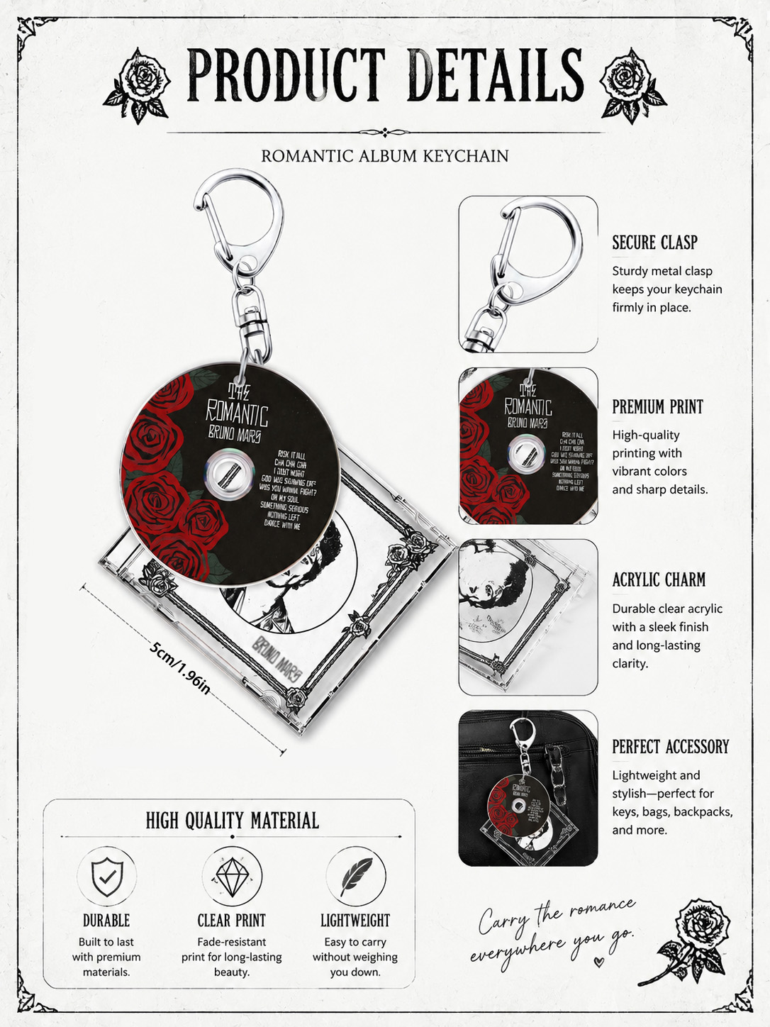 Chaveiro Bruno, The Romantic,  - Carabiner Keychain avaliação e preço