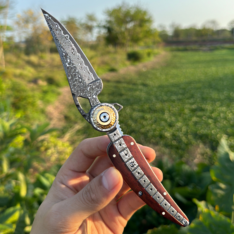 Faca dobrável de aço Damasco V - Everyday Carry (Edc) Knife avaliação e preço